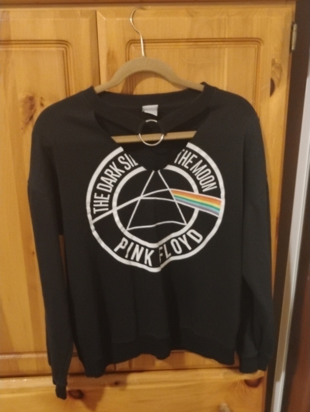 Pink Floyd Black Graphic Ring-Detail Pullover Sweatshirt